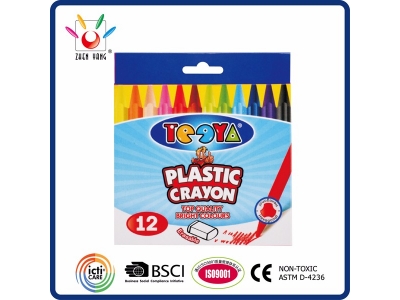 12 Plastic Crayon in Color Box